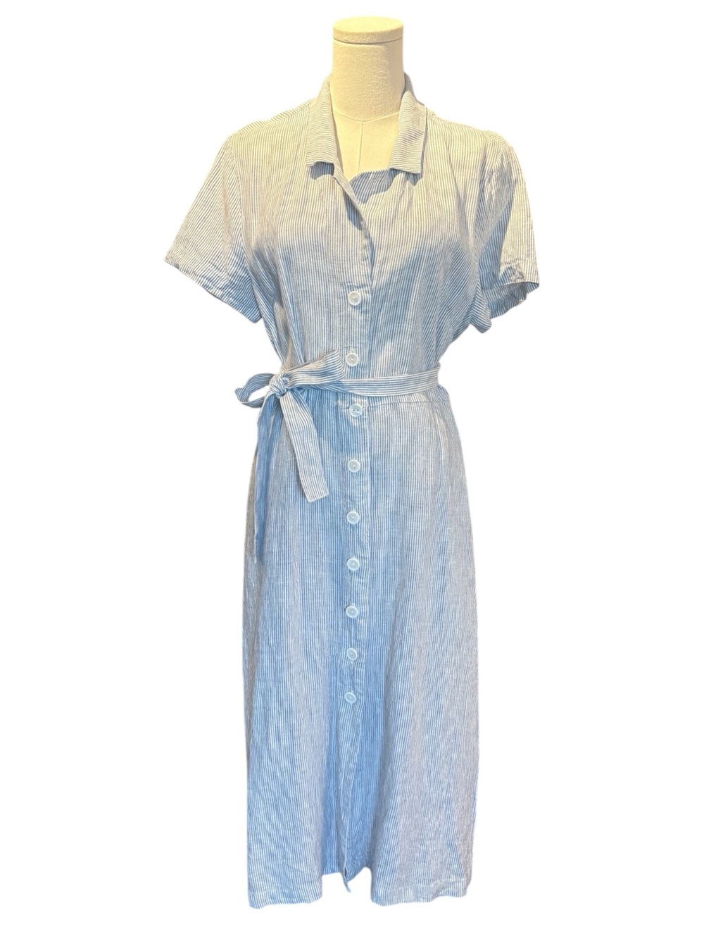 Quince Linen Button Front Midi Dress